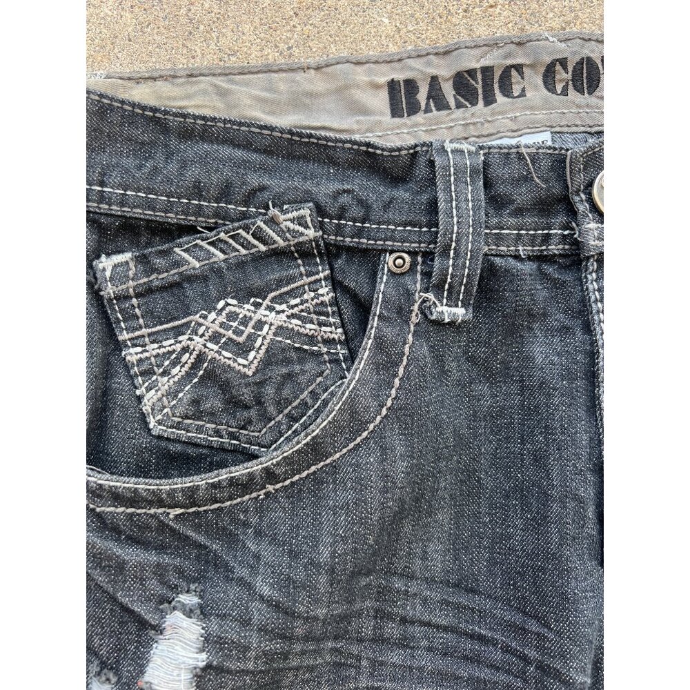 Vintage Basic Code Black Distressed Baggy Hip Hop… - image 3